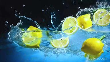 柠檬入水视频素材